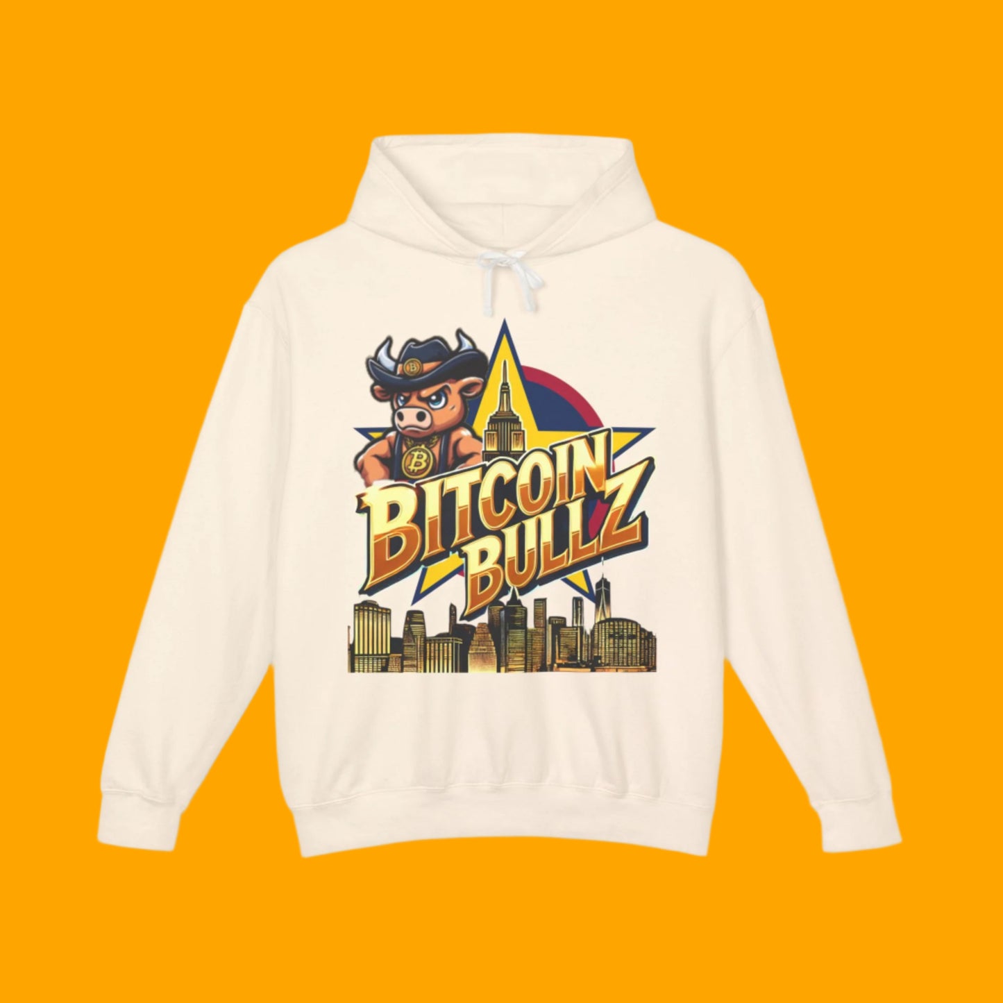Men's Bitcoin Bullz Hoodie Lightweight Comic Book NYC streetwear Viral Style for Bitcoin Cowboys Urban Summer wear