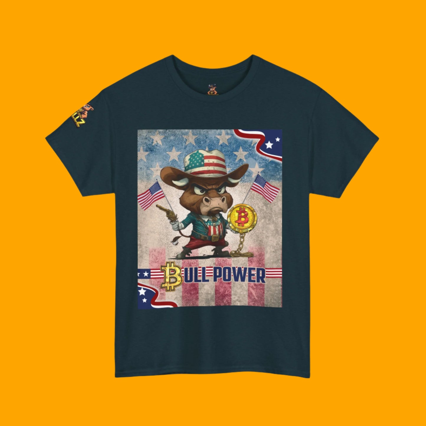 Bitcoin Bullz™ Graphic Athleisure Patriot Tee – Lightweight Crypto Streetwear for Viral HODL Crew Crypto Bitcoin Passion