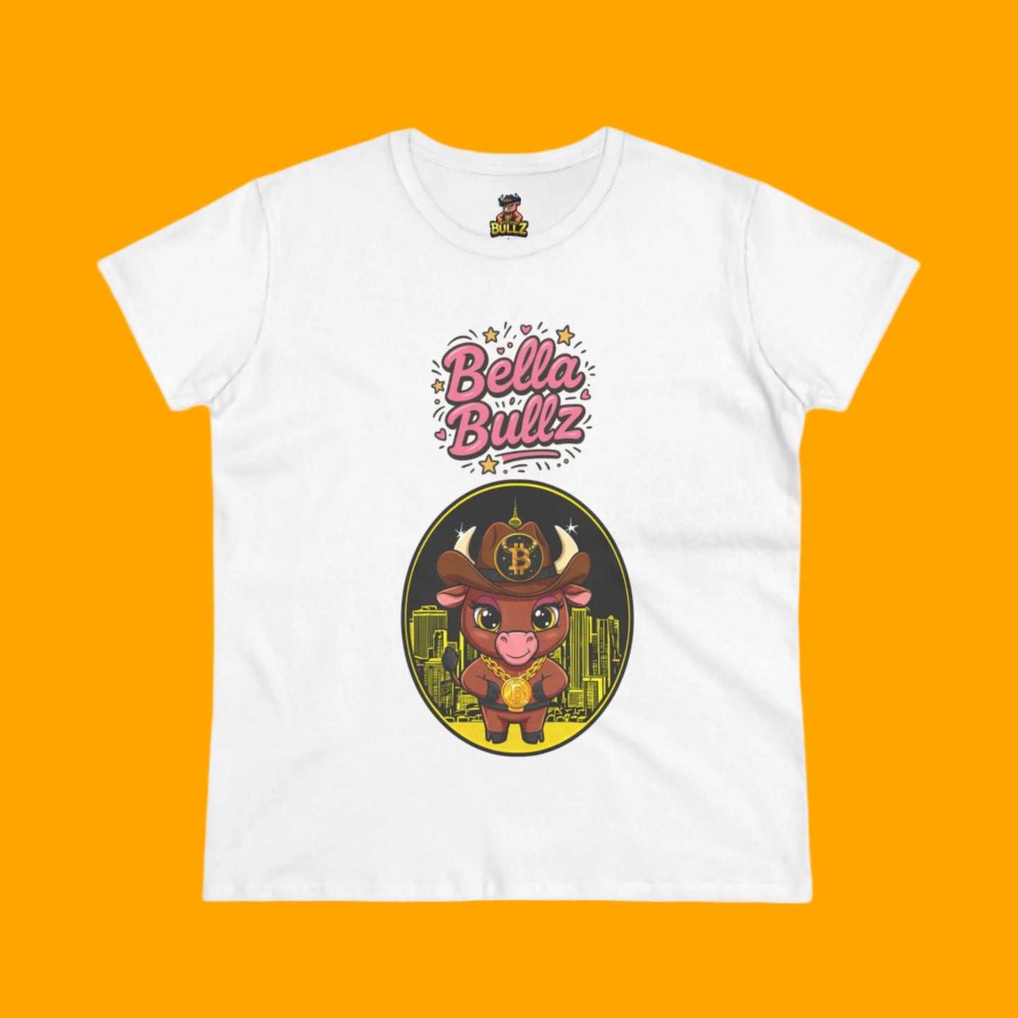 Cute Graphic Tee, Bella Bitcoin Bullz T-Shirt, Crypto Animal Quality T-Shirt, Exclusive Design, Gift for Her, Fun