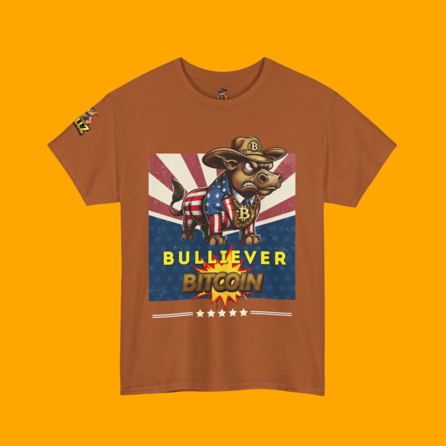🔥 Bitcoin Bullz™ Patriotic Crypto Street Tee – Bold USA Design for Bitcoin "Bullievers" & Independence July4th Lovers 🔥