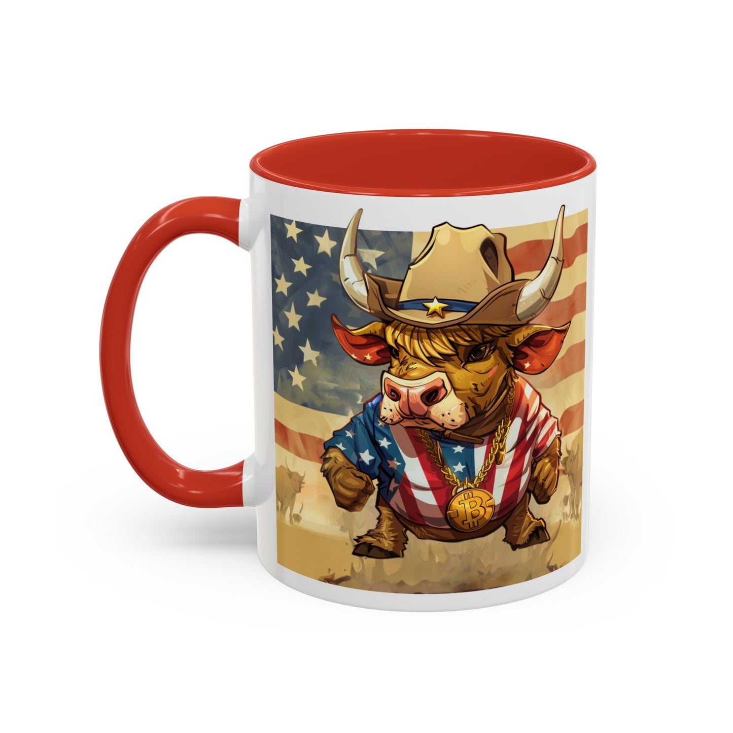 Bitcoin Bullz™ Bullish Accent Coffee Mug | Fun Crypto Coffee Cup | Gift for Bull Market Lovers Limited Design | Black Handle Accent