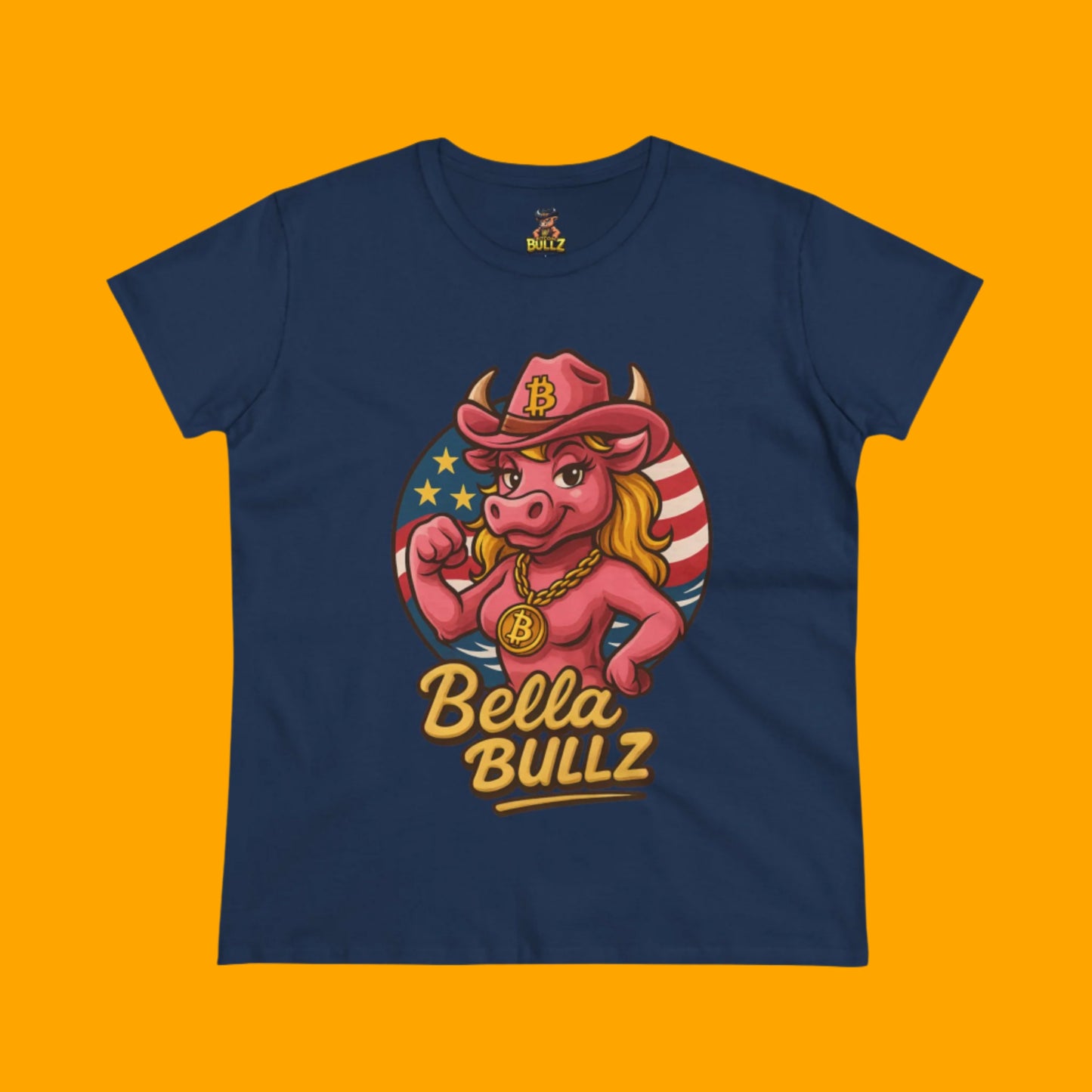 Bella Bullz Women's Summer Cotton Tee, Crypto Cowgirl T-shirt, Crypto Themed Gift, Western Style Shirt, Great for Holidays