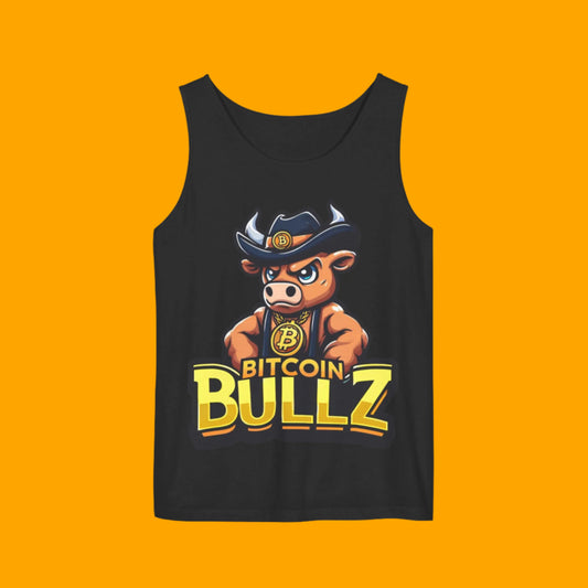 Bitcoin Bullz Garment-Dyed Tank Top | Crypto Lover Gift | Men's Summer Wear | Graphic Tee for Festivals, Beach, Gym