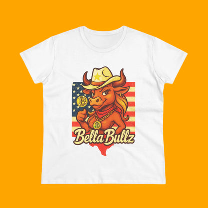 Bella Bullz Women's Fashion Cotton Tee - Fun Texas Crypto Cowgirl Design