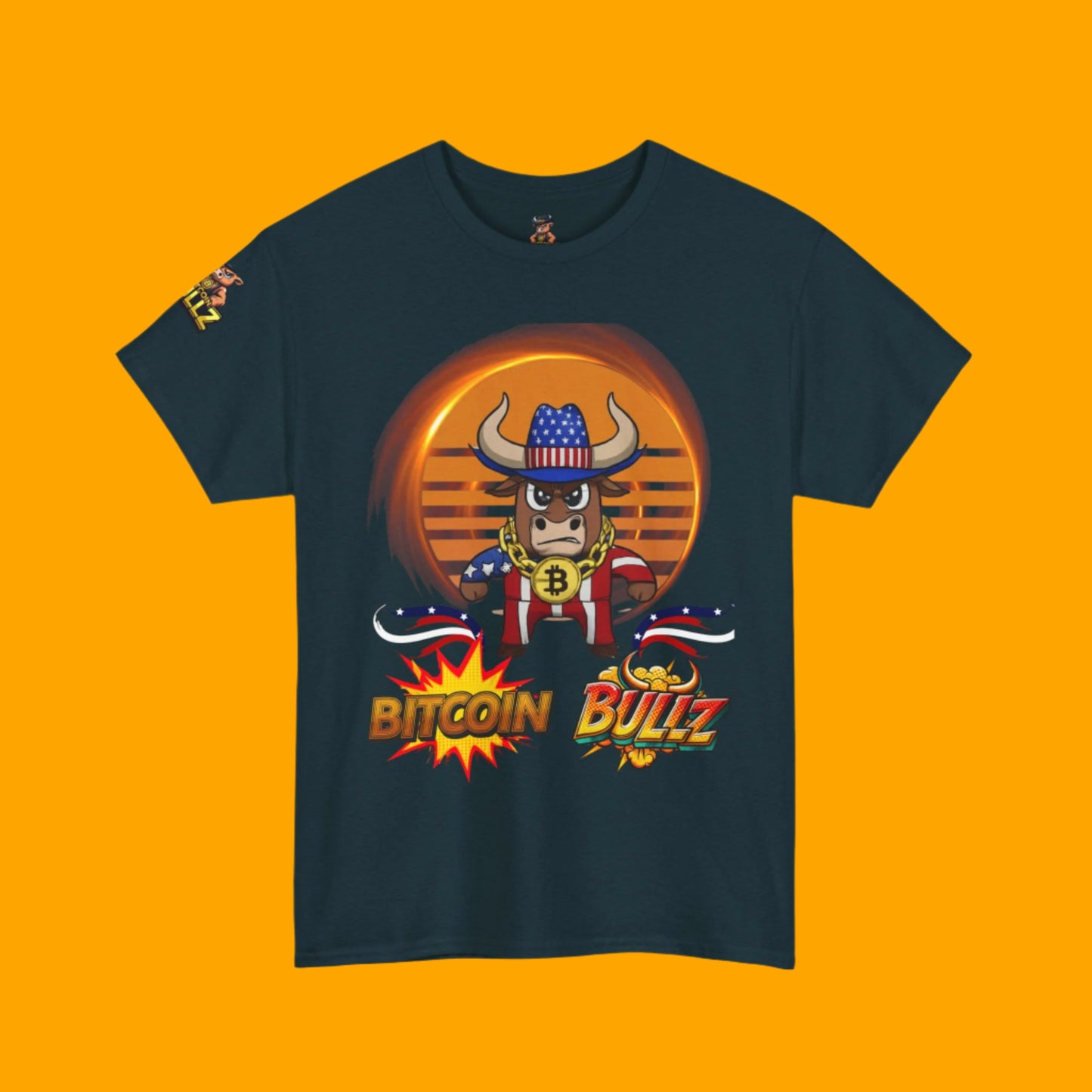 Bitcoin Bullz™ Retro-Futuristic Crypto Patriot Tee – Crypto Cowboy Viral Bold Design for Blockchain Believers Limited Designs (500 Pieces Only)