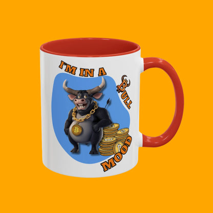 Bitcoin Bullz™ Bullish Accent Coffee Mug | Fun Crypto Coffee Cup | Gift for Bull Market Lovers Limited Design | Black Handle Accent