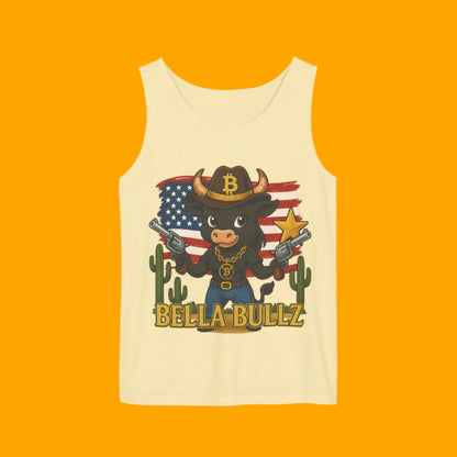 Cowboy-Themed Unisex Tank Top, Casual Summer Wear, Ideal for Rodeos and BBQs, Gift for Bull Lovers, 4th of July Celebration