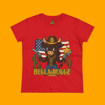 Western-Themed Women's Tee, Exclusive Designs, Crypto Lovers Bitcoin Patriotic Clothing, Cowgirl  Women's Top,  Americana Style