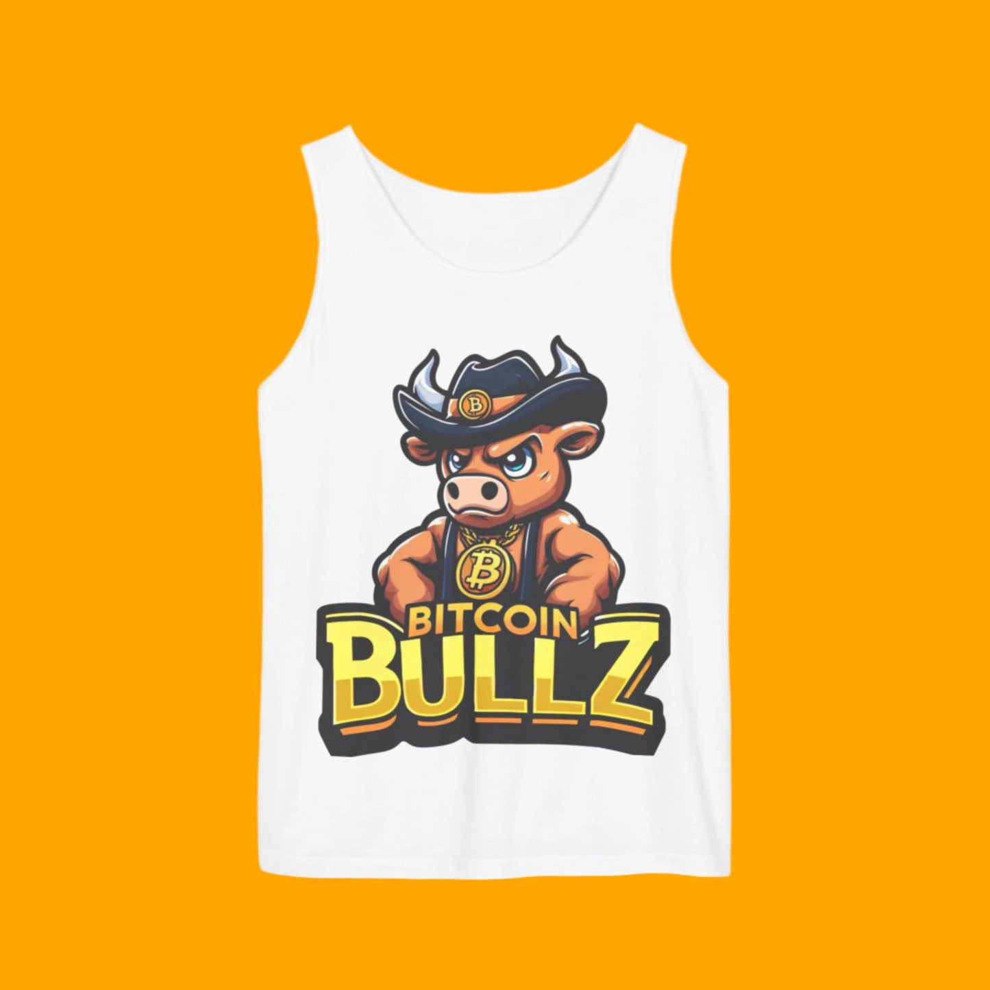 Bitcoin Bullz Garment-Dyed Tank Top | Crypto Lover Gift | Men's Summer Wear | Graphic Tee for Festivals, Beach, Gym