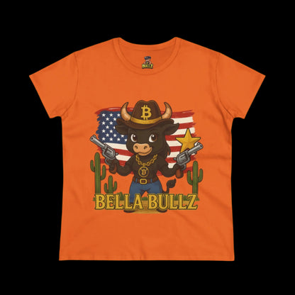 Western-Themed Women's Tee, Exclusive Designs, Crypto Lovers Bitcoin Patriotic Clothing, Cowgirl  Women's Top,  Americana Style