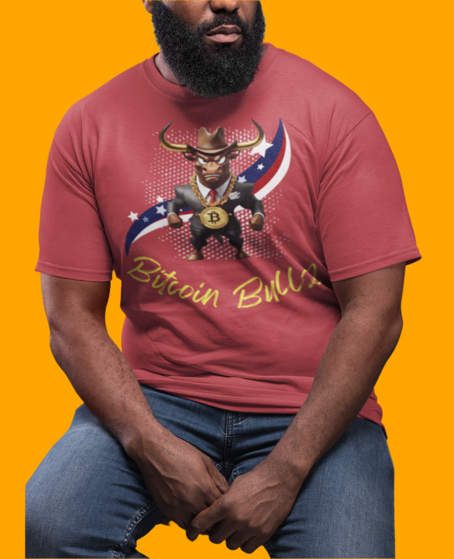 🔥 Bitcoin Bullz™ Patriotic Crypto Street Tee – Bold USA Design for Bitcoin Bulls & Independence Lovers 🔥