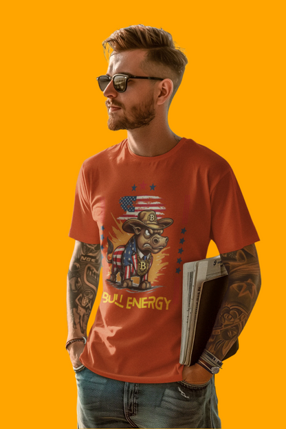 🔥 Bitcoin Bullz™ Patriotic Crypto Street Tee – Cartoon Style Bull Expression Bold USA Design for Bitcoin Bulls & Independence Lovers 🔥