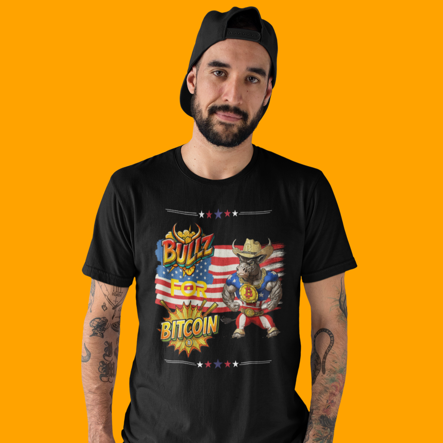 🔥 Bitcoin Bullz™ Patriotic Crypto Street Tee – Bold USA Design for Bitcoin Bulls & Independence Lovers Mens Stylish T-Shirt 🔥