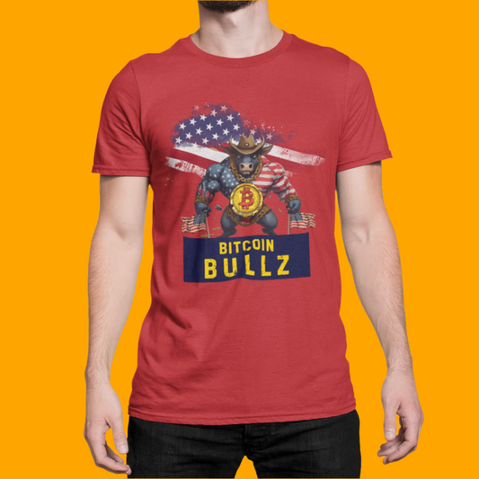 🚀 Bitcoin Bullz™ Viral  Patriotic Crypto Tee Independence Day – Bold USA Graphic for HODLers & Freedom Riders Limited Design (Only 500!)