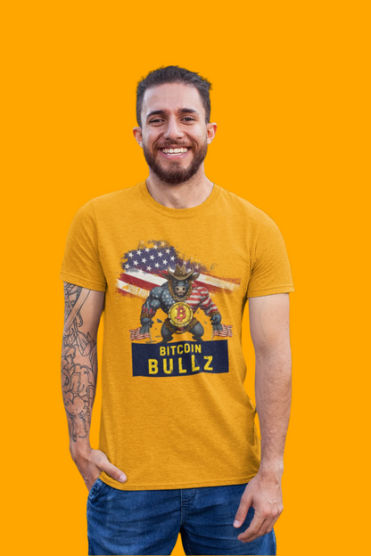 🚀 Bitcoin Bullz™ Viral  Patriotic Crypto Tee Independence Day – Bold USA Graphic for HODLers & Freedom Riders Limited Design (Only 500!)