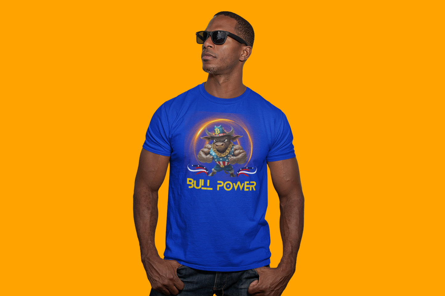Bitcoin Bullz™ Crypto Freedom Tee – Patriot Style Meets Outdoor Streetwear Independence Day Crypto Bulls