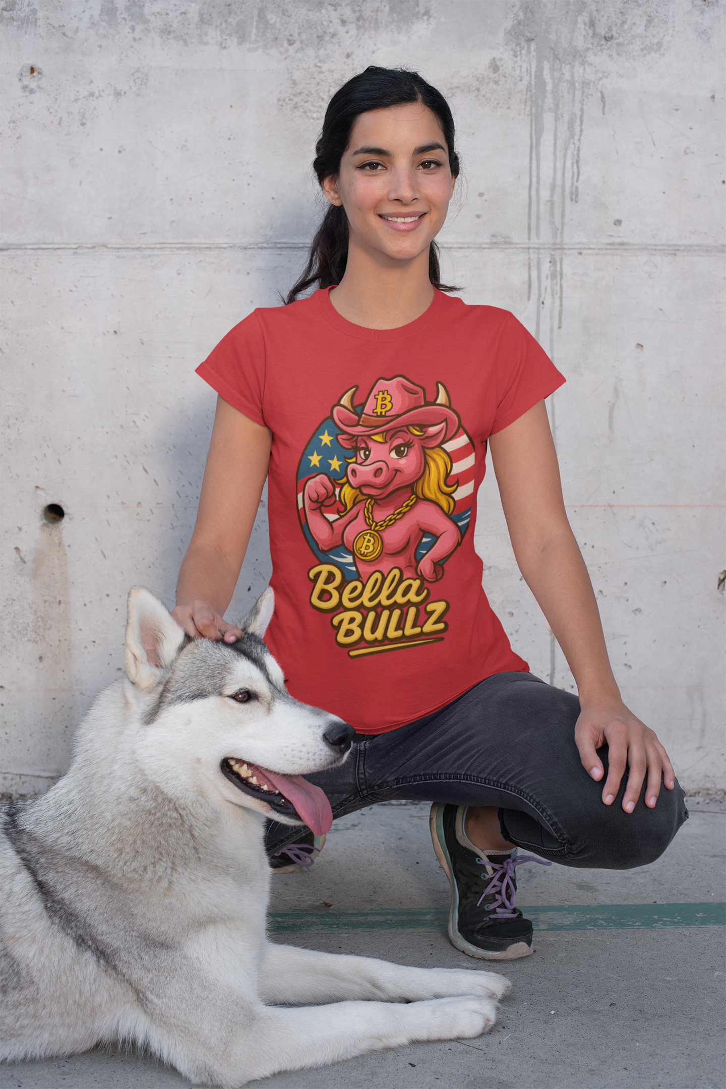 Bella Bullz Women's Summer Cotton Tee, Crypto Cowgirl T-shirt, Crypto Themed Gift, Western Style Shirt, Great for Holidays