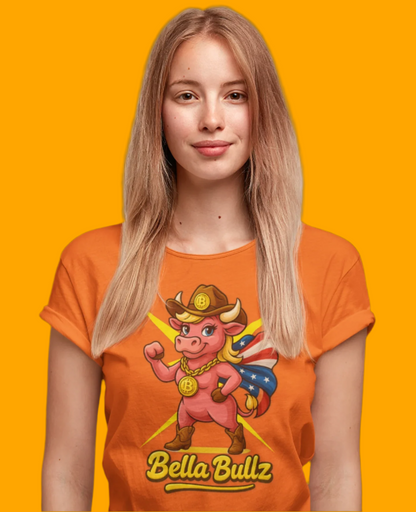 Cowgirl Crypto Tee, Women's Bitcoin Shirt, Bella Bullz Graphic Tee, Crypto Bull Top, Gift for Crypto Lovers