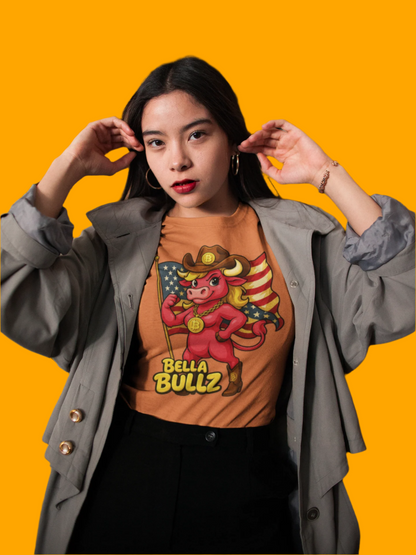 Bella Bullz Women's Cotton Tee - Proud Bitcoin Cowgirl Crypto Lovers Design
