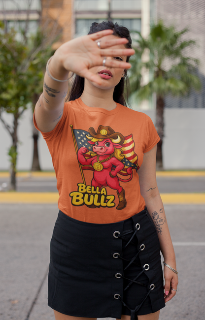 Bella Bullz Women's Cotton Tee - Proud Bitcoin Cowgirl Crypto Lovers Design