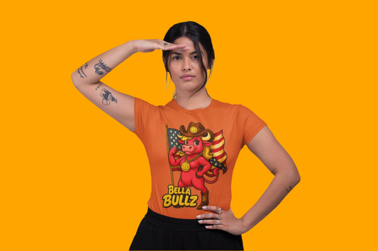 Bella Bullz Women's Cotton Tee - Proud Bitcoin Cowgirl Crypto Lovers Design