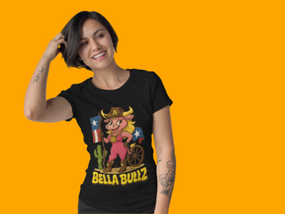 Texas Crypto Women Bella Bull T-Shirt | Fun Graphic Quality Tee for Casual Wear, Gifts for Her, Rodeo and Texan Pride