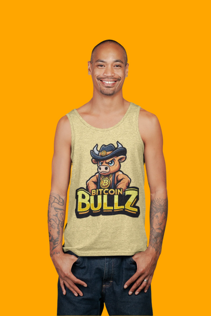 Bitcoin Bullz Garment-Dyed Tank Top | Crypto Lover Gift | Men's Summer Wear | Graphic Tee for Festivals, Beach, Gym