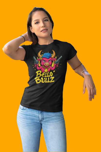 Bella Bullz Graphic Tee, Fun Women's T-Shirt, Casual Streetwear, Gift for Her, Summer Style, Cute Graphic Top