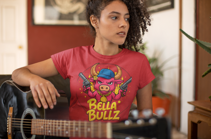 Bella Bullz Graphic Tee, Fun Women's T-Shirt, Casual Streetwear, Gift for Her, Summer Style, Cute Graphic Top