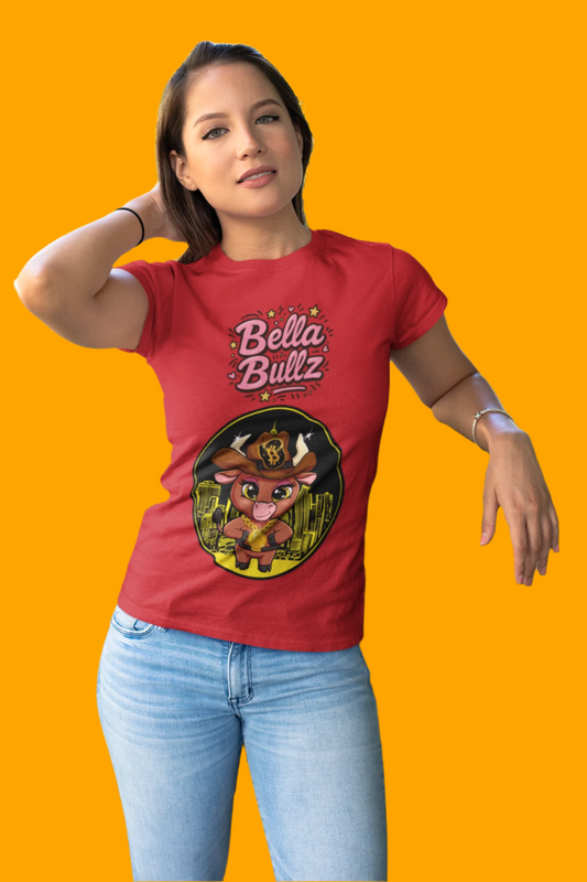 Cute Graphic Tee, Bella Bitcoin Bullz T-Shirt, Crypto Animal Quality T-Shirt, Exclusive Design, Gift for Her, Fun