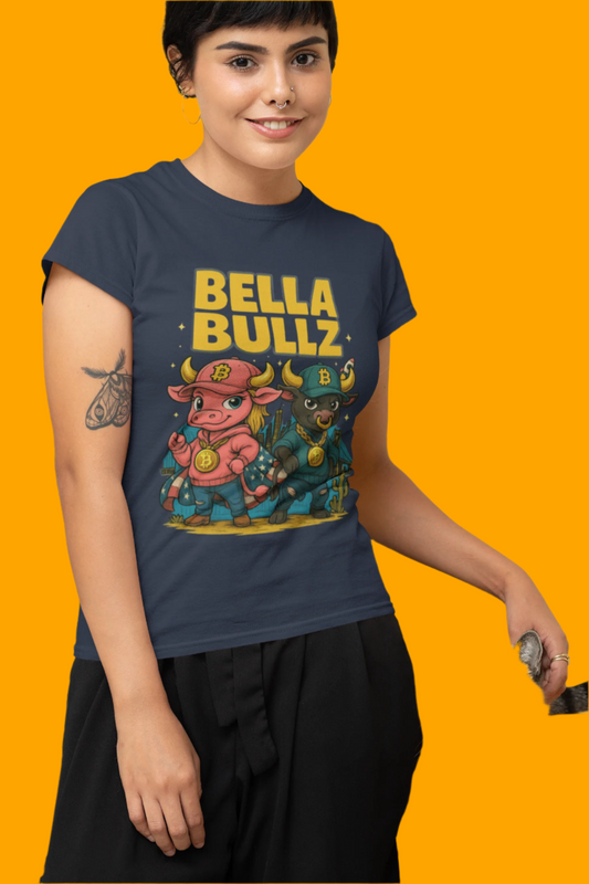 Bella Bullz Women's Cotton Tee - Fun Graphic Tee for Cow Lovers, Casual Wear, Birthday Gifts, Farmhouse Style, Trendy Apparel