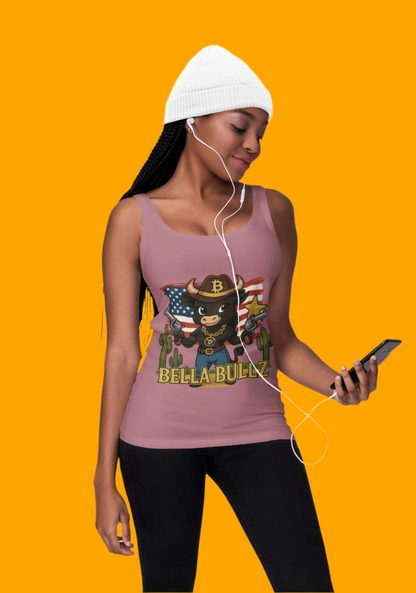 Cowboy-Themed Unisex Tank Top, Casual Summer Wear, Ideal for Rodeos and BBQs, Gift for Bull Lovers, 4th of July Celebration