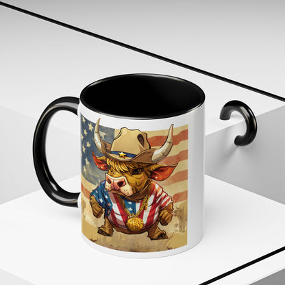 Bitcoin Bullz™ Bullish Accent Coffee Mug | Fun Crypto Coffee Cup | Gift for Bull Market Lovers Limited Design | Black Handle Accent