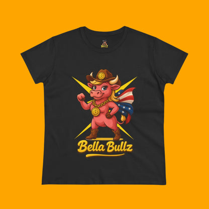 Cowgirl Crypto Tee, Women's Bitcoin Shirt, Bella Bullz Graphic Tee, Crypto Bull Top, Gift for Crypto Lovers