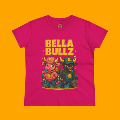 Bella Bullz Women's Cotton Tee - Fun Graphic Tee for Cow Lovers, Casual Wear, Birthday Gifts, Farmhouse Style, Trendy Apparel