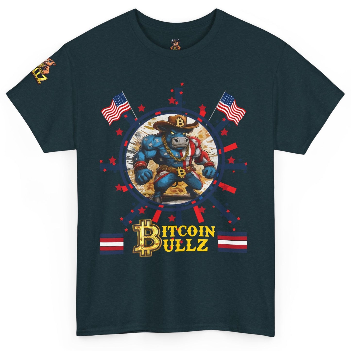 Bitcoin Bullz™ Limited Patriotic Crypto Tee – Bold American Streetwear 4th of July Freedom Clothing True Bitcoin Believers (Only 500 Available!)