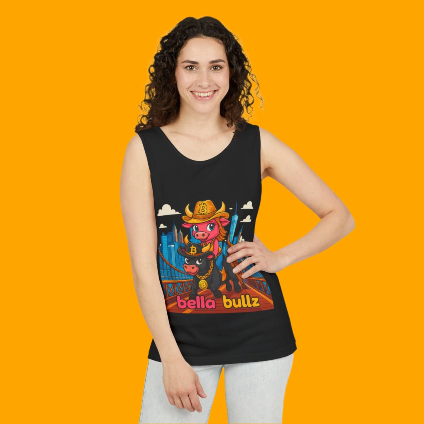Crypto Cowgirl  Graphic Unisex Tank Top - Summer Tee, Bitcoin Beachwear, Limited Edition Unique Design