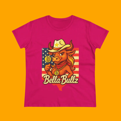 Bella Bullz Women's Fashion Cotton Tee - Fun Texas Crypto Cowgirl Design