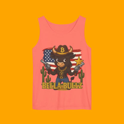 Cowboy-Themed Unisex Tank Top, Casual Summer Wear, Ideal for Rodeos and BBQs, Gift for Bull Lovers, 4th of July Celebration